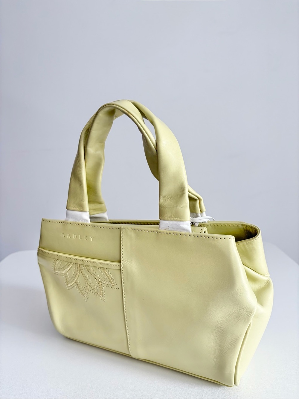 Radley London - Pistachio Leather Mini Grab Bag Purse - Floral Appliqué - Picture 2 of 8
